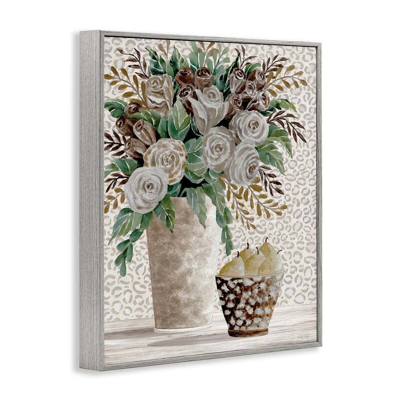 Stupell Bouquet on Leopard Pattern Framed Giclee Art Design By Cindy Jacobs