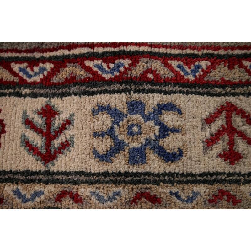 Geometric Kazak Runner Rug Handmade Hallway Wool Carpet - 2'8" x 19'5"