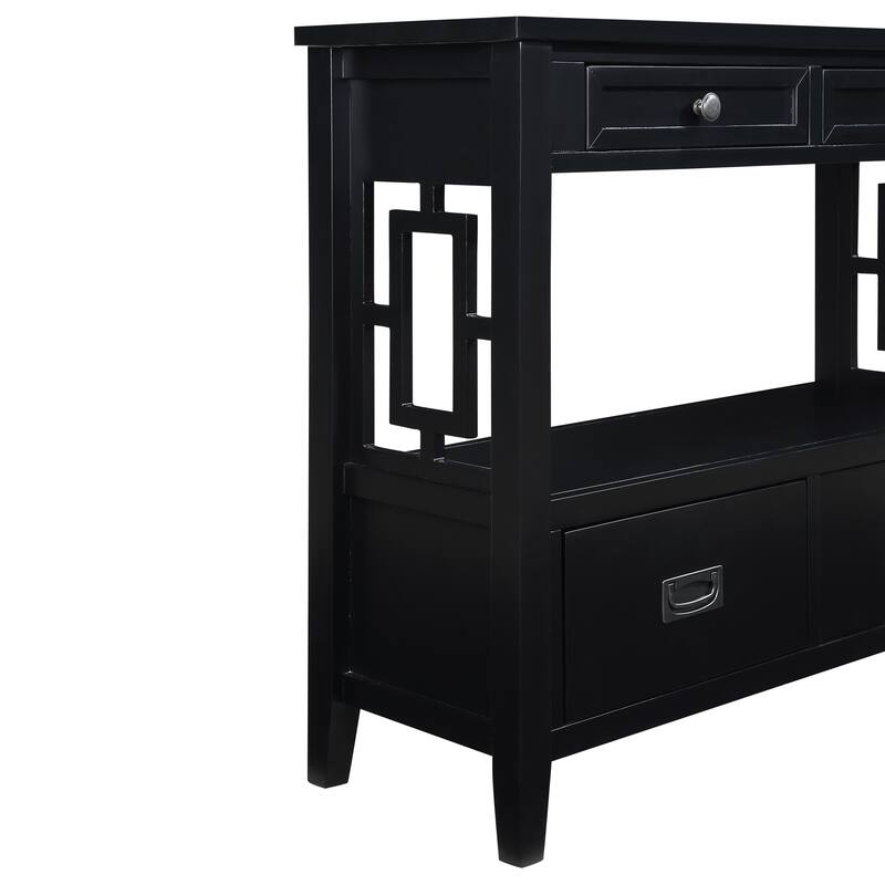 36" Farmhouse Pine Wood Console Table Entry Sofa Table with 4 Drawers & 1 Storage Shelf for Entryway Living Room Bedroom