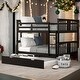 preview thumbnail 16 of 41, Contemporary Full over Full Bunk Bed with Twin Size Trundle and Built-in Ladder, Save Space or Split Into 2 Beds Espresso