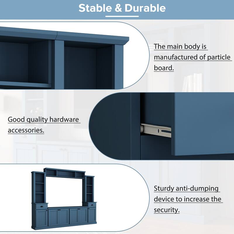 Modern 4-Piece Entertainment Wall Unit Set, Large TV Stand Media Console for TVs Up to 75"