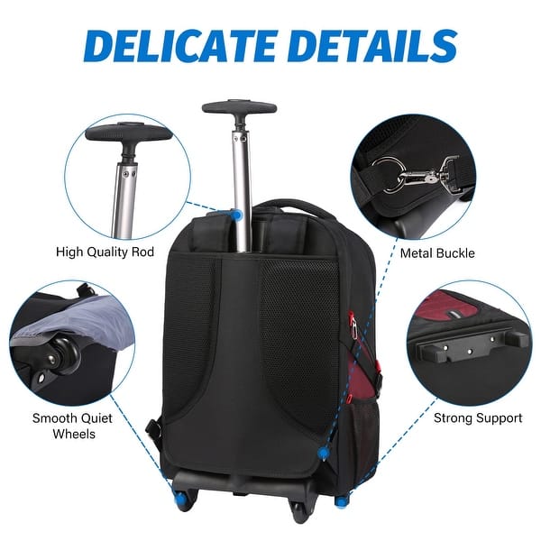 17 travel rolling backpack with 4 wheels for School and Large rolling backpack with wheels helps your more comfortable on the trip. MATEIN Rolling Backpack With 4