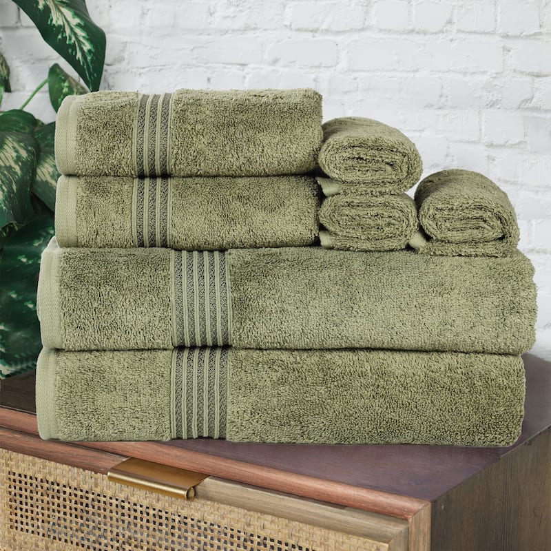 Superior Heritage Egyptian Cotton Absorbent 8-Piece Towel Set - Forest Green