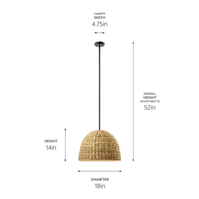 Kichler Lighting Raffiana 1-Light Black Mini Pendant Light - 14