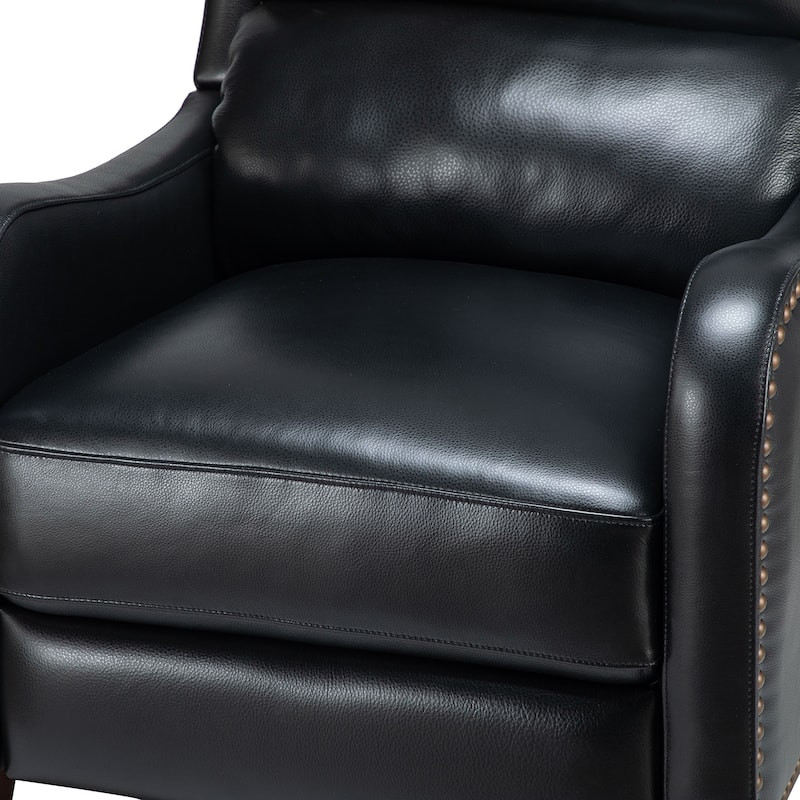 Brigida Cigar Genuine Leather Pushback Recliner with Nailhead Trim by HULALA HOME