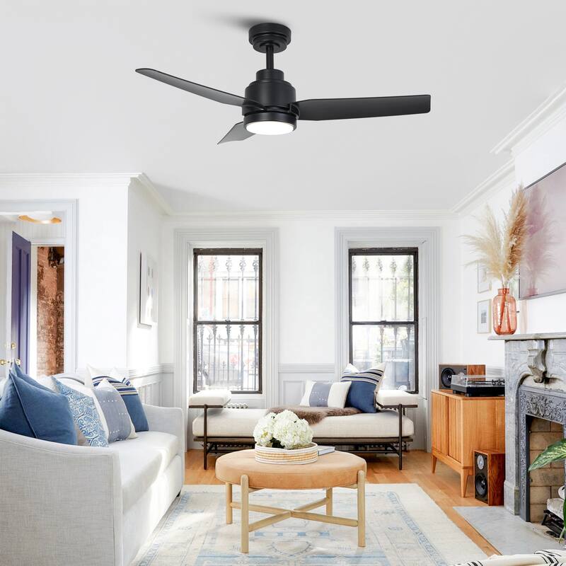 42" Matte Black Industrial ABS 3-Blades Dimmable Ceiling Fan with Remote