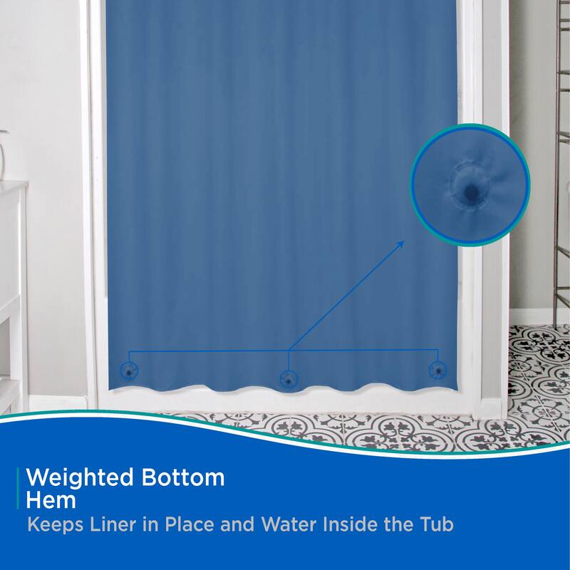 Kenney Lightweight PEVA Shower Curtain Liner and C-Ring Set, 70" W x 72" H
