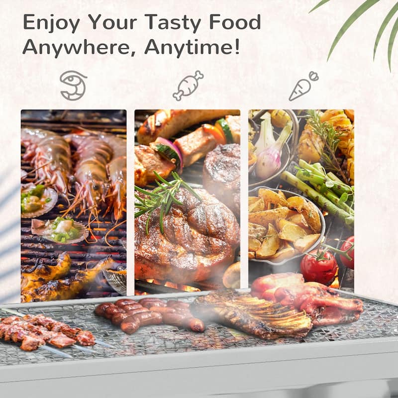 Portable Charcoal Grill, Stainless Steel Folding Outdoor BBQ Grill