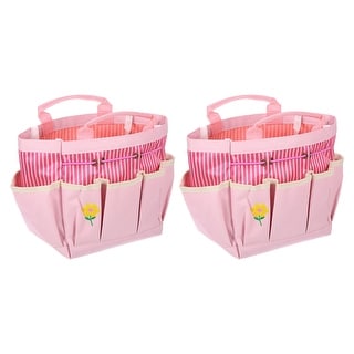 2pcs Garden Tool Bag 33.5cm x 10cm x 24cm Oxford with Pockets, Pink