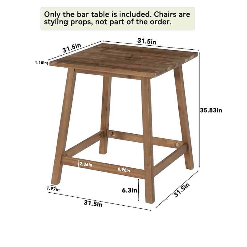 31.5-Inch Small Solid Wood Bar Table
