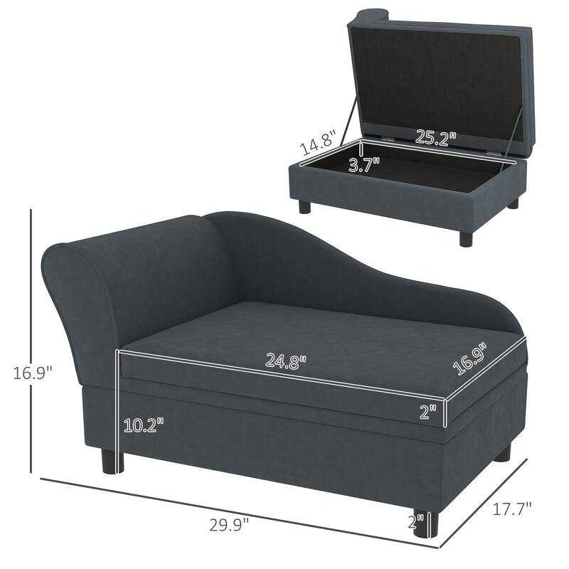 PawHut Luxury Small Dog Bed Couch W/ Storage, Little Dog Sofa