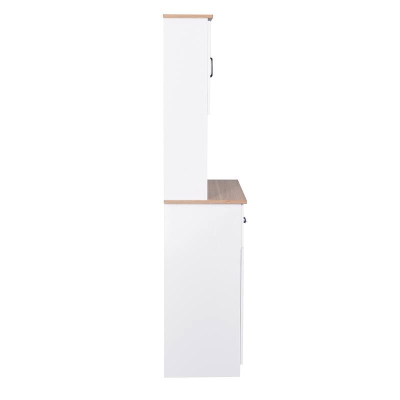 23.62" W Wooden Kitchen Pantry Cabinet with Drawers,Doors and Adjustable Shelves