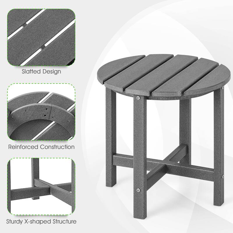 Gymax 2PCS 18''Adirondack Side Table Weather Resistant HDPE Garden