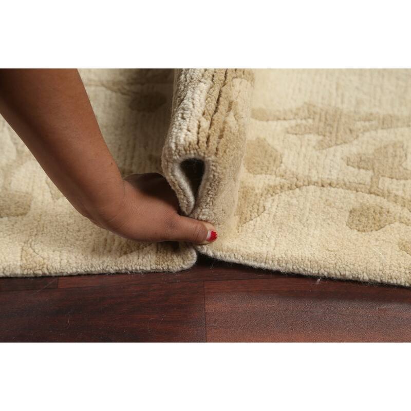 Floral Nepalese Vegetable Dye Wool Area Rug Hand-knotted Office Carpet - 5'8" x 8'7"
