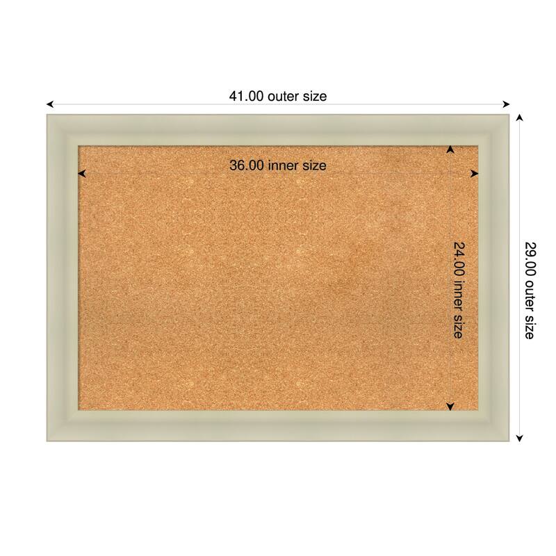 Oliver Warm Silver Wood Framed Cork Board - Bulletin Board, Organization Board, Pin Board - Natural - 41 x 29 in