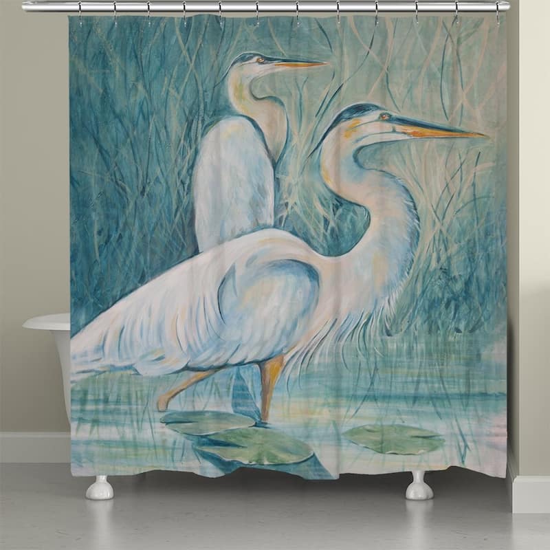 Lilypad Heron Shower Curtain