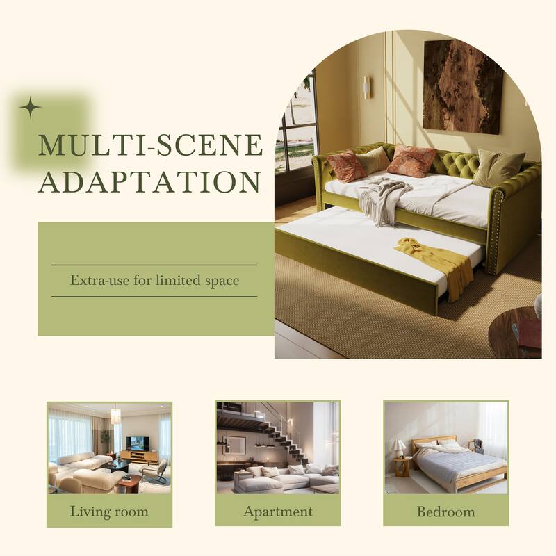 Christopher Knight Home - Augusta Velvet Upholstered Tufted Daybed with Trundle Design