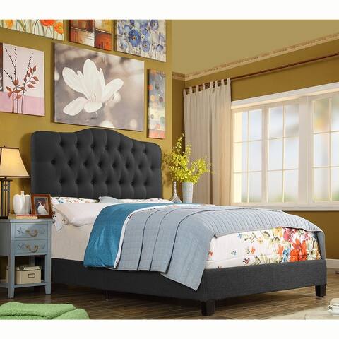 Tara Virgil Curved Upholstered Button-tufted Platform Bed Frame