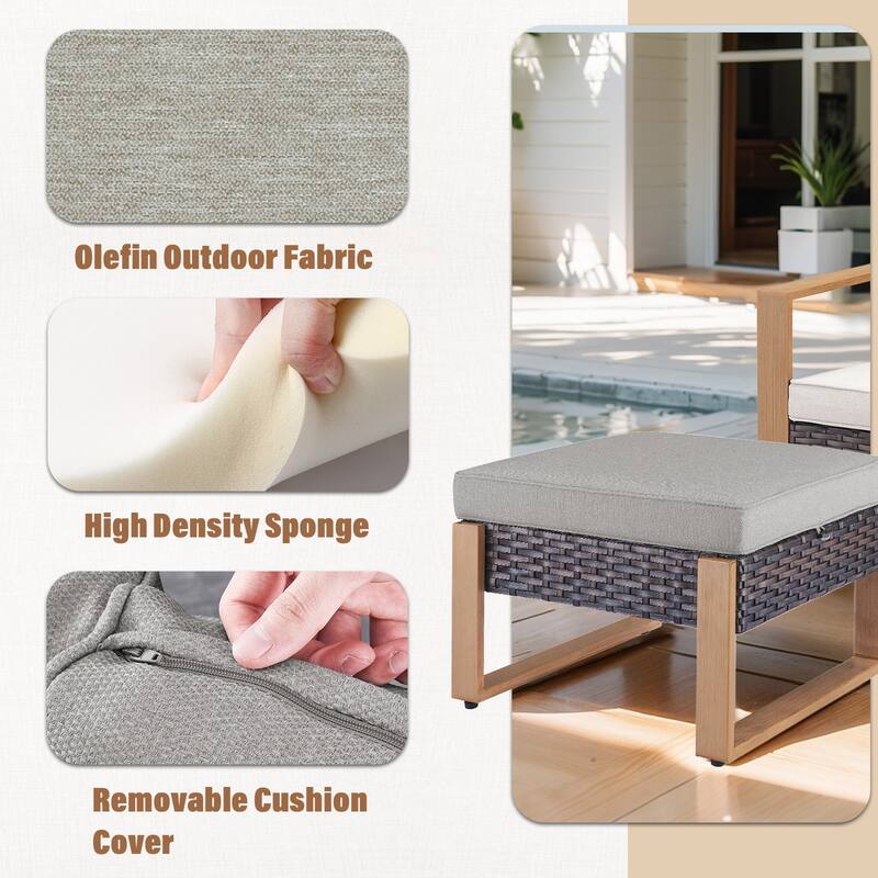 Gymojoy 2 Wicker Ottomans w/Removable Cushions