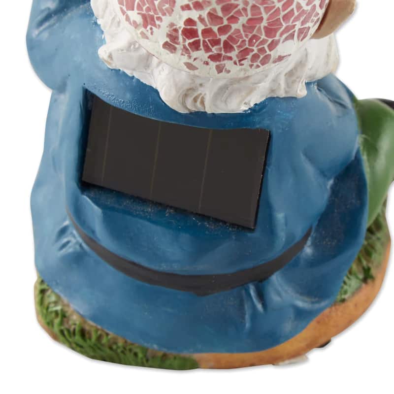Gardening Gnome Solar Lighted Outdoor Statue - 7.25" - Blue and Green