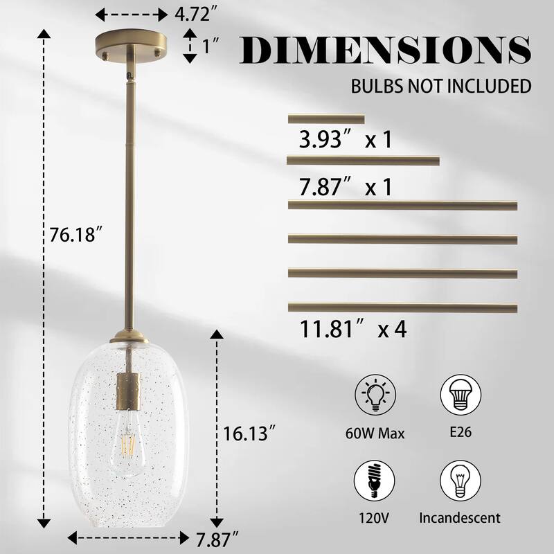 1-Light Seeded Glass Pendant Light