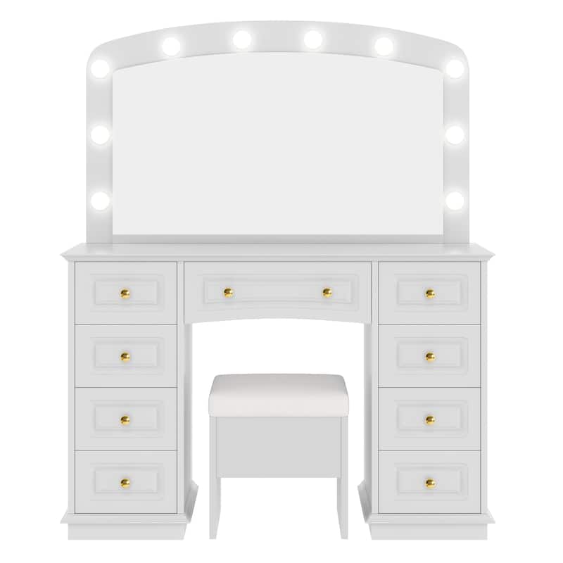 Luxurious Makeup Vanity with 10 Hollywood Bulbs