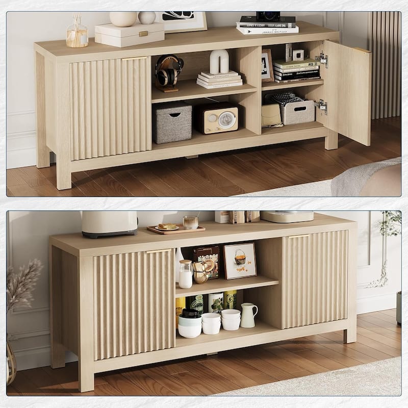 Modern Wooden TV Stand Cabinet with Adjustable Shelves for Living Room Bedroom - N/A