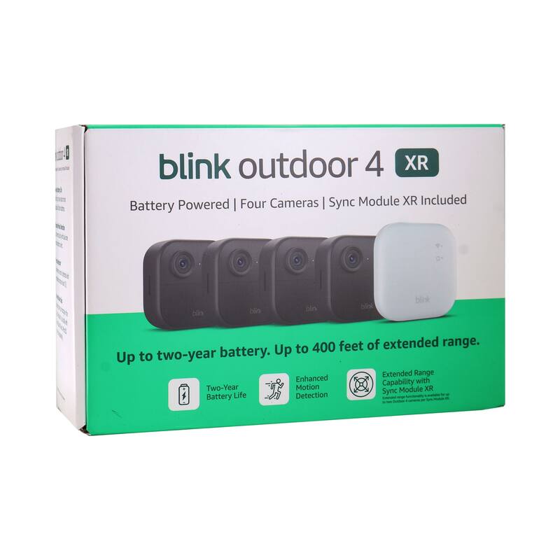 Blink Outdoor 4 XR Wireless Security Camer, 400 Feet of Extended Range (Sync Module XR included) - 4 Cameras