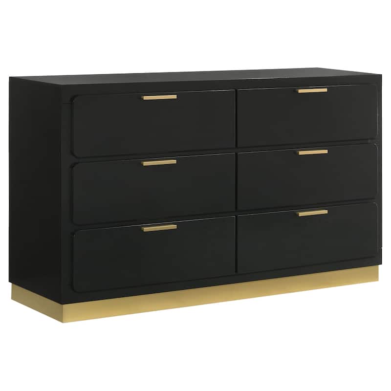 Caraway Contemporary Wood 6-drawer Dresser - Dresser (Black)