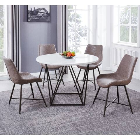 Strick & Bolton Ranger 44-Inch Round White Marble Top Dining Table