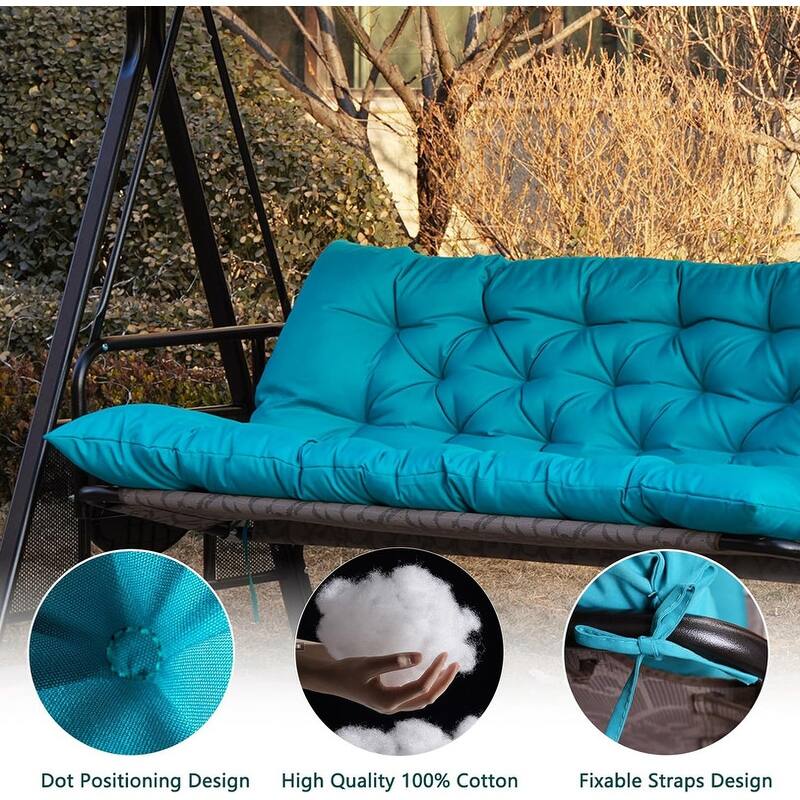 Outdoor Swing Cushions Replacement, Outdoor Thickened Bench Cushion with Ties for Porch,Patio,Backyard,Garden