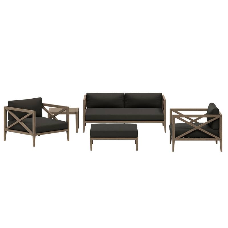 Northlake 5-Piece Outdoor Patio Teak Wood Furniture Set