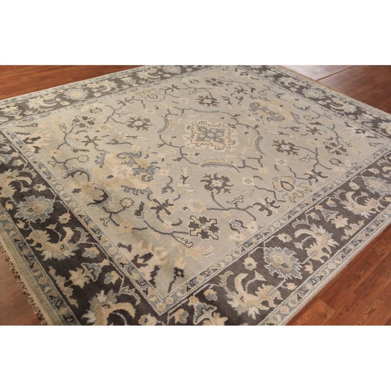 All-Over Floral Oushak Indian Area Rug Handmade Wool Carpet - 8'1"x 9'8"