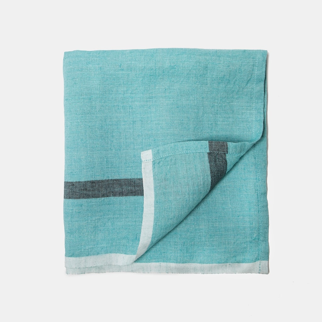 Caravan Laundered Linen Napkins - Set of 4 - Aqua/Charcoal