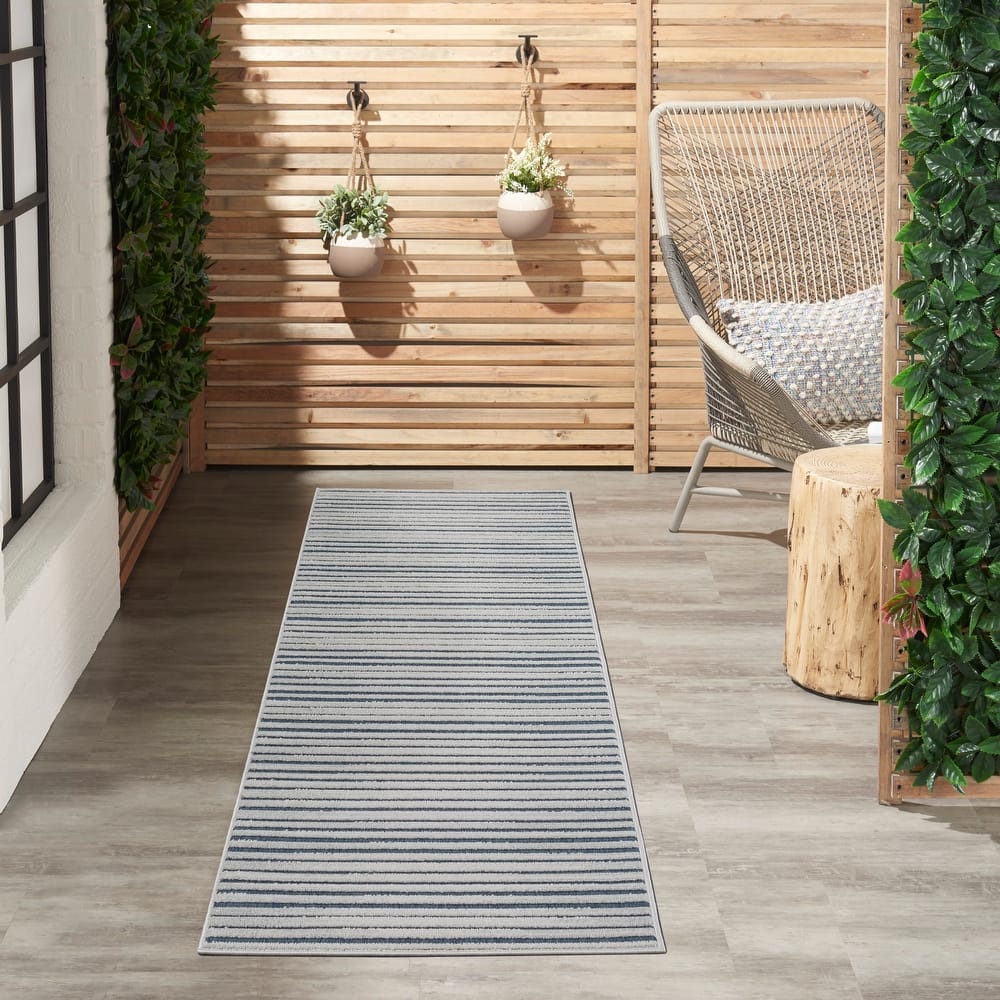 Nourison Calobra Traditional Geometric Stripe Indoor Outdoor Striped Area Rug
