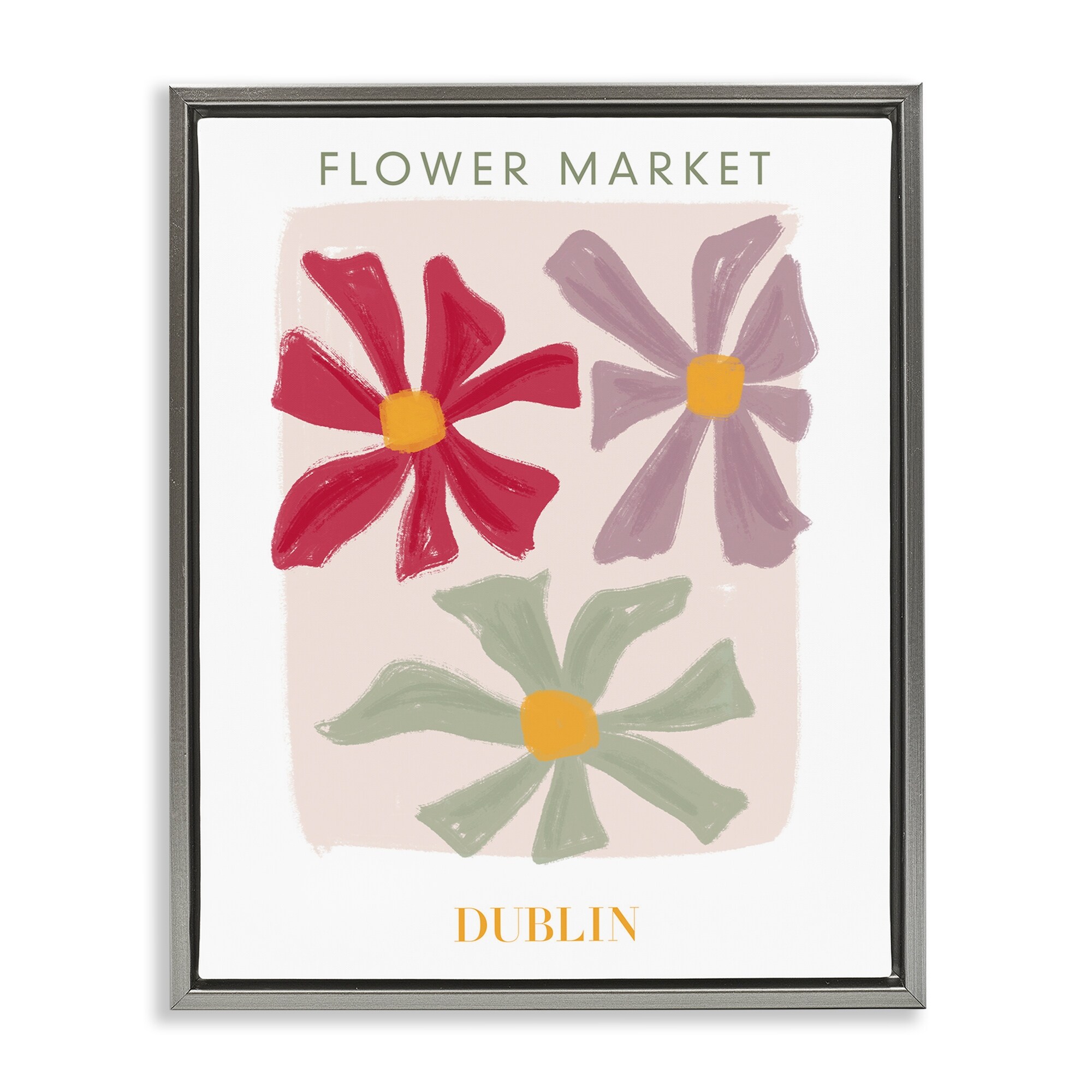 Stupell Muted Dublin Flower Market Framed Floater Canvas Wall Art Design By Lucille Price