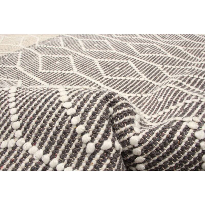 ECARPETGALLERY Braid weave Sienna Grey Wool Rug - 6'3 x 9'0