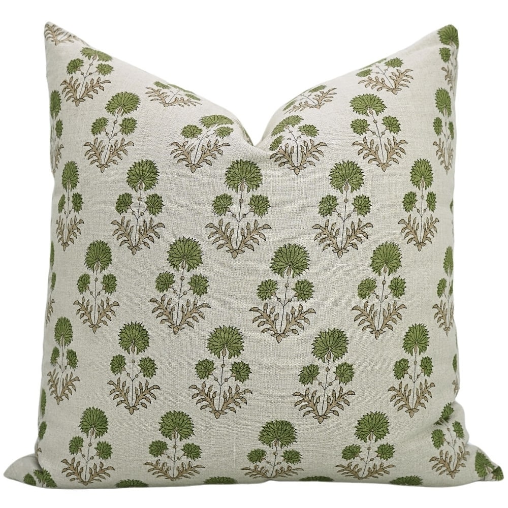 Linen Farmhouse Block print pillow Cover - Rishi