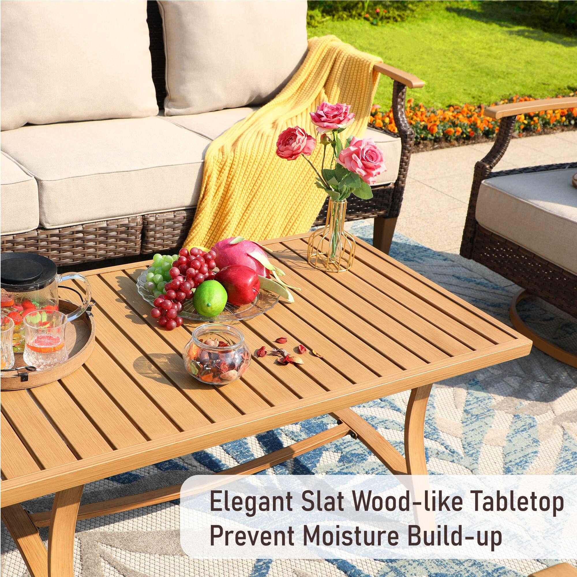 6/9piece Patio Rattan Wicker Patio Furniture Set Swivel Rocking Chair