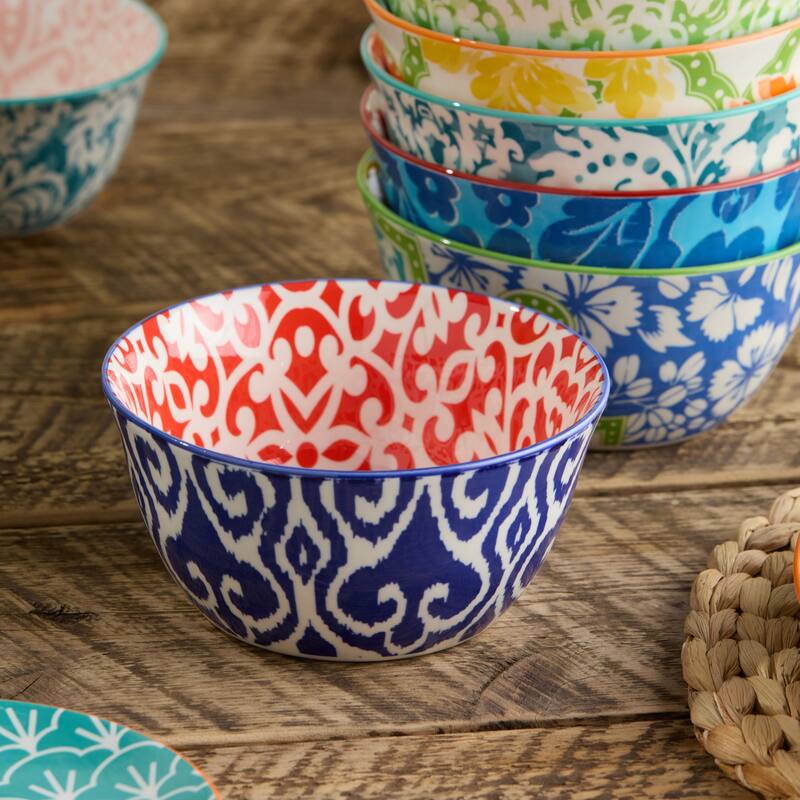 Certified International Pavillion 6" All Purpose 18 oz. Bowls, Set of 6 Assorted Designs - 6.00"L x 6.00"W x 3.00"H
