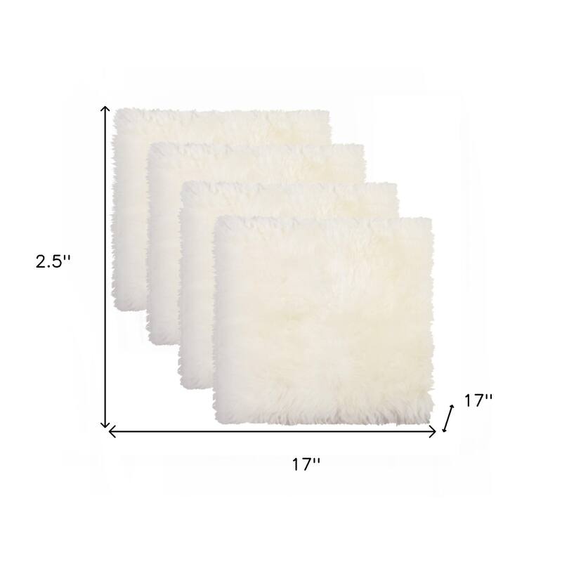 HomeRoots Set Of Four 17" X 17" Natural Wool Solid Color Chair Pads - 17