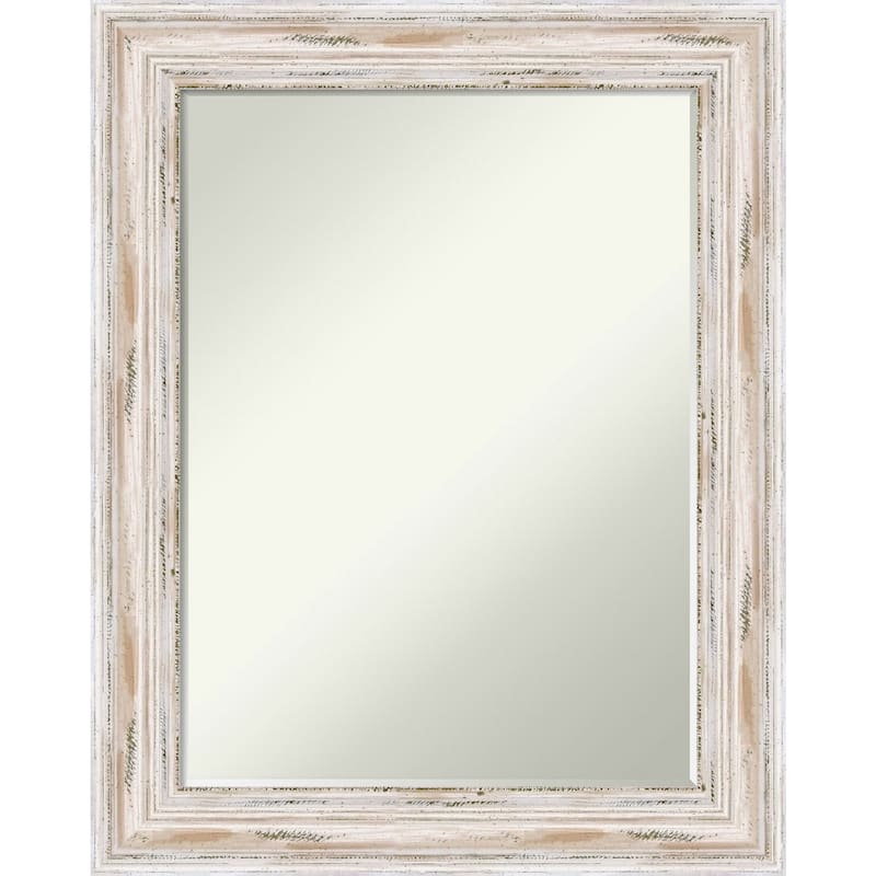 Petite Bevel Wood Bathroom Wall Mirror - Alexandria White Wash Frame - Alexandria White Wash - 23 x 29 in
