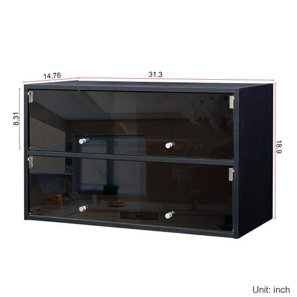 Black Glass Door Shoe Storage Cabinet with RGB LED Light