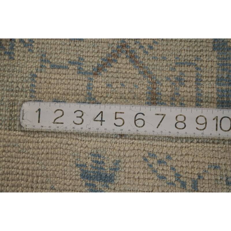 Hand Knotted Oriental 100% Wool Carpet Transitional All-Over Navy Blue & Blues Oushak Area Rug - 12' 5'' X 9' 9''