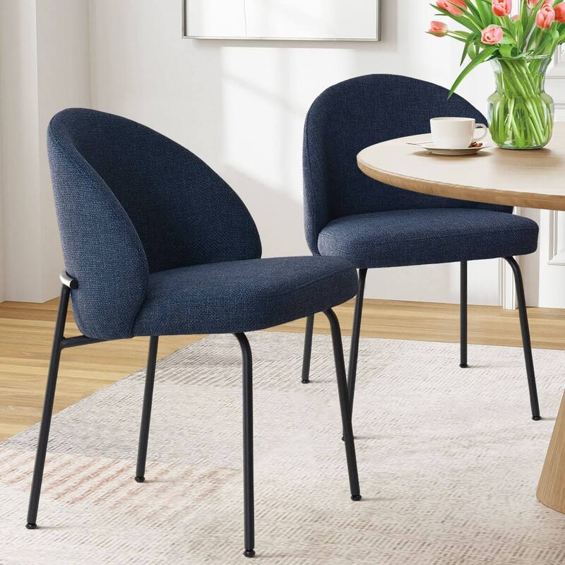 Modern Fabric Dining Chairs with Curved Back(Set of 2)