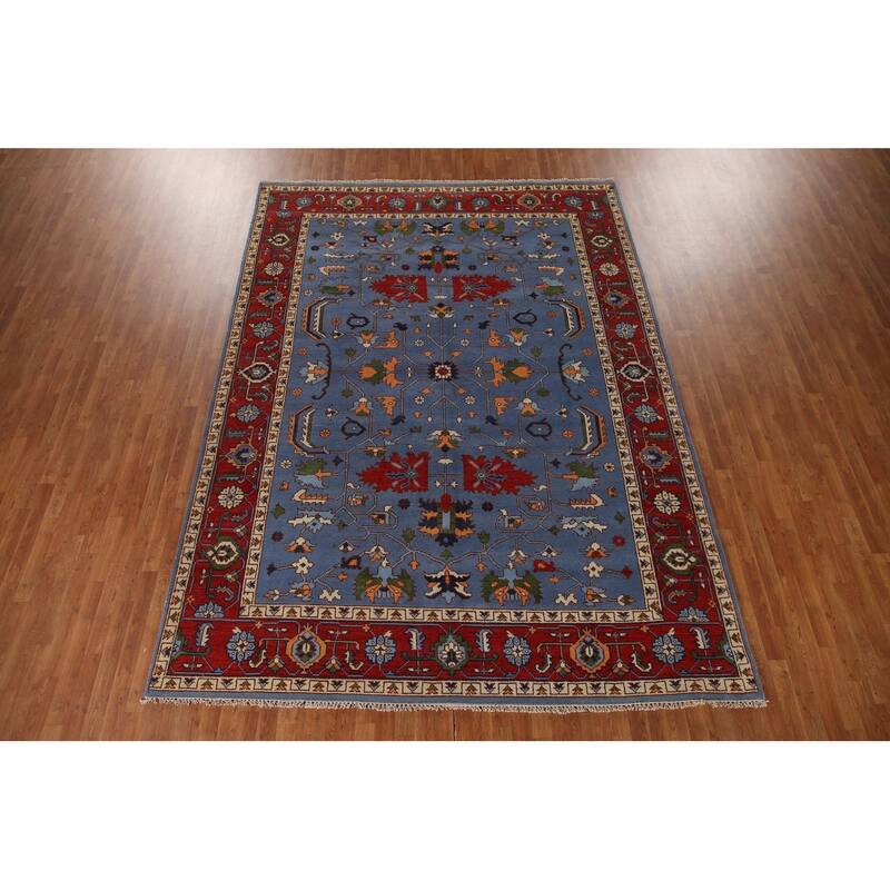 Blue Heriz Serapi Area Rug Hand-Knotted Wool Carpet - 8'9"x 11'11"