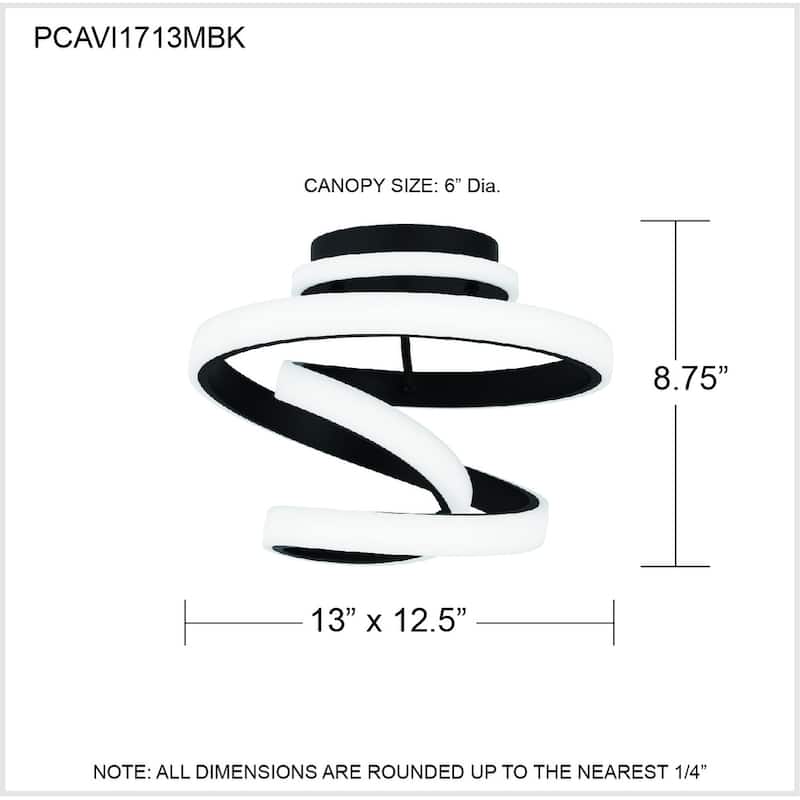 Aviva Integrated LED Matte Black Semi-Flush Mount - Matte Black