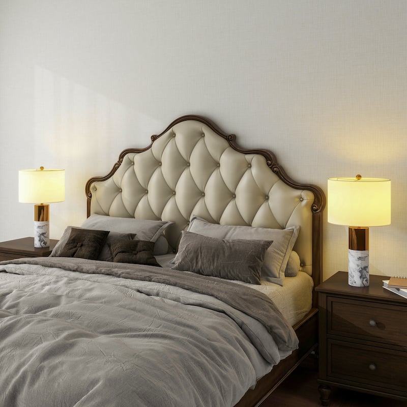 Set of 2 Luxury Marble Gold Bedside Table Lamp
