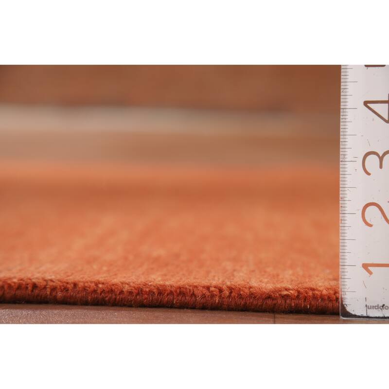 Modern Gabbeh Oriental Foyer Rug Hand-Knotted Orange Wool Carpet - 3'5"x 4'10"
