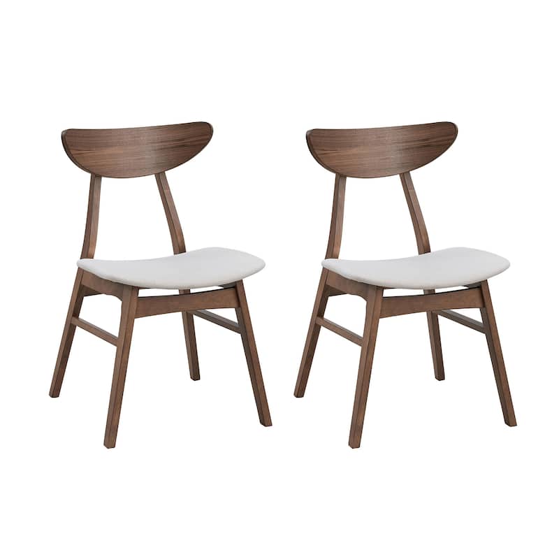 Wooden Dining Chairs Set of 2, Soft Upholstered Kitchen Side Chairs, Accent Chairs with Solid Rubber Wood Frame